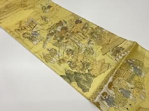 引箔雲に御所車・花車・時代人物模様織出し袋帯